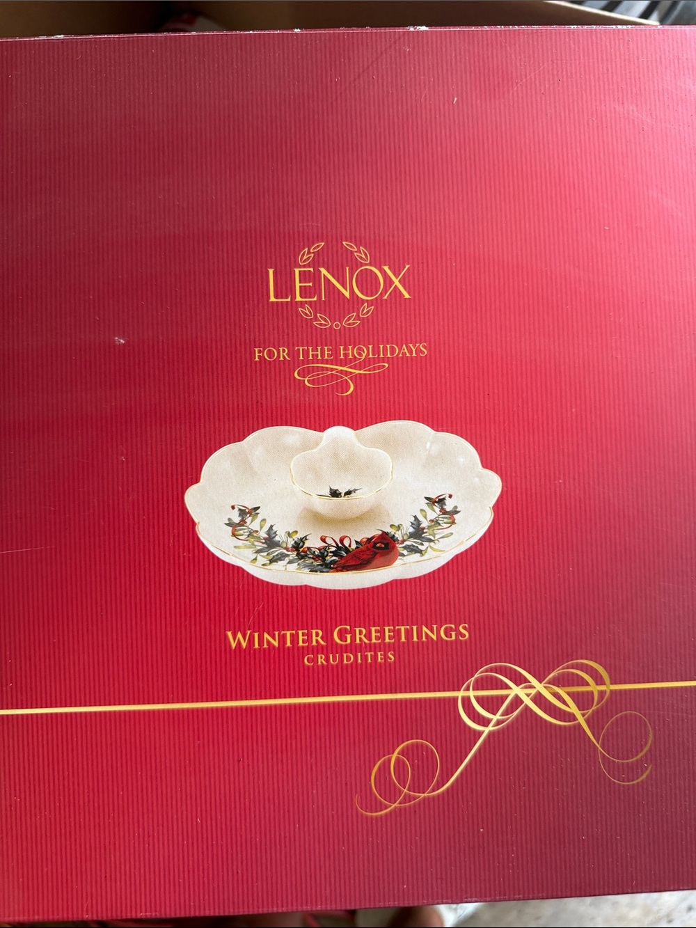 Lenox Winter Greetings Porcelain Server with Cardinal and Greenery